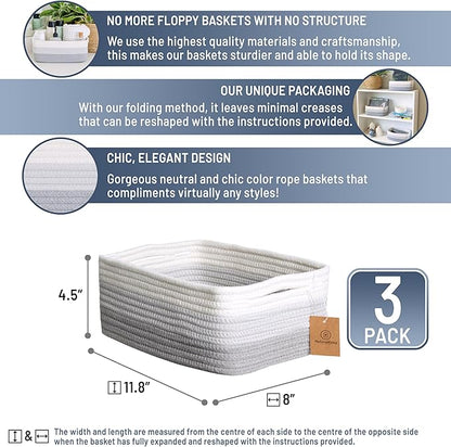 NaturalCozy 11.8"x8"x4.5” Rectangle Storage Baskets - Image 2