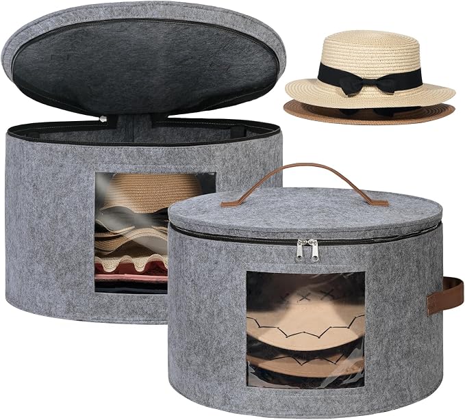 Lifewit Round Cowboy Hat Box for 7 Caps, Large Felt Hat Organizer Bag for Men & by Lifewit