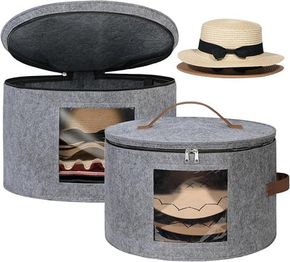 Lifewit Round Cowboy Hat Box for 7 Caps, Large Felt Hat Organizer Bag for Men & by Lifewit