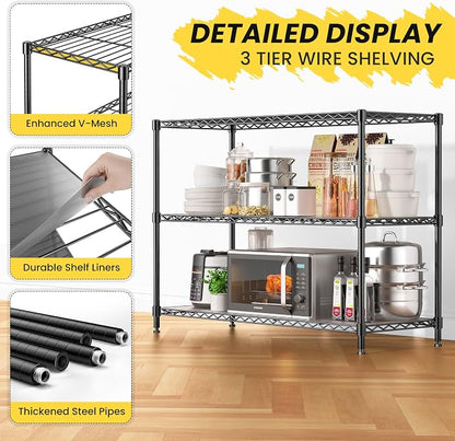 3-Shelf Adjustable Storage Shelves 36" W x 14" D x 36" H Metal Shelving Unit - Image 8