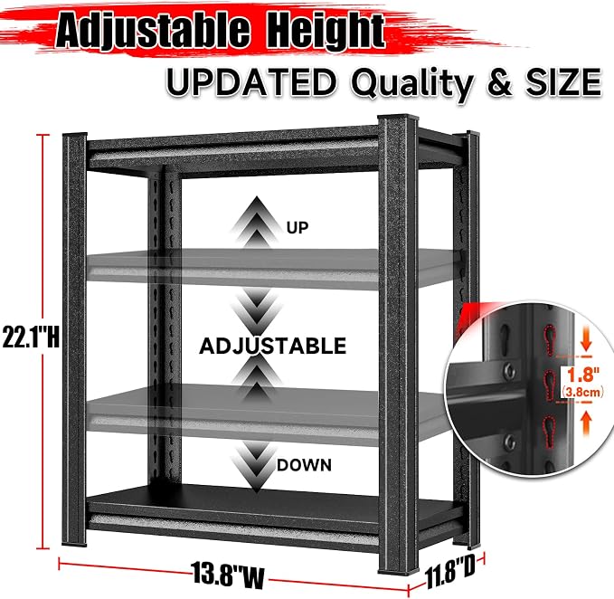 Garage Storage Shelves, 5 Tier Shelving Unit, 40 inch Wide, 18” Deep, 78” Tall - Image 3