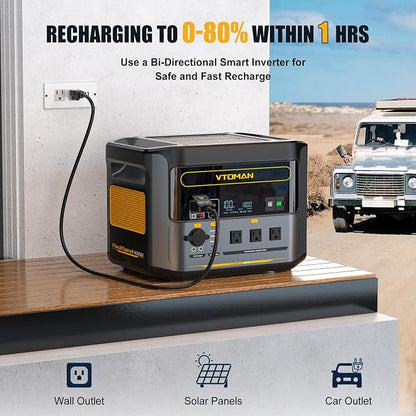 VTOMAN FlashSpeed 1000 Portable Power Station, 828Wh LiFePO4 Battery Solar - Image 2