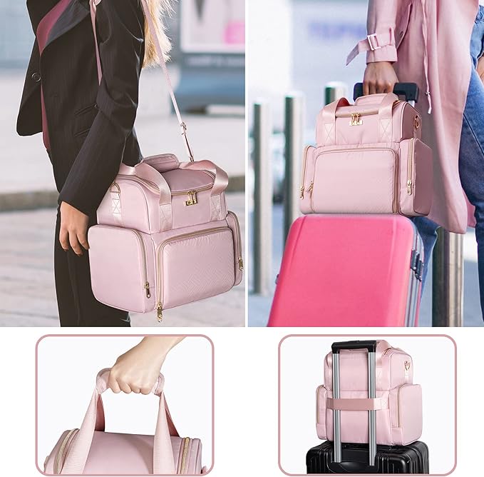 Large Makeup Cosmetic Bag with 3 Removable Case, Double Layer Travel Makeup - Image 6