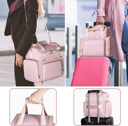 Large Makeup Cosmetic Bag with 3 Removable Case, Double Layer Travel Makeup - Image 6
