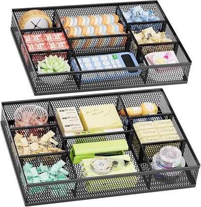 Marbrasse 2 Pack Desk Drawer Organizer, Mesh Drawer Organizer Tray by Marbrasse