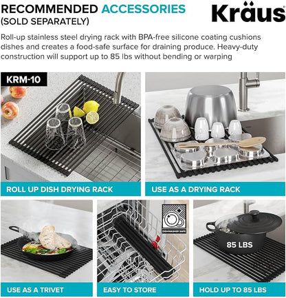KRAUS Dex 33-Inch Undermount 50/50 Double Bowl TRU16 Gauge Stainless Steel - Image 2