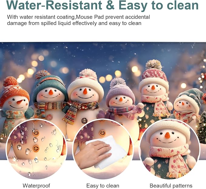 Six Snowmen Gaming Mouse Pad 35.4"x15.7"Desk Mat Anti-Slip Rubber Base & - Image 4