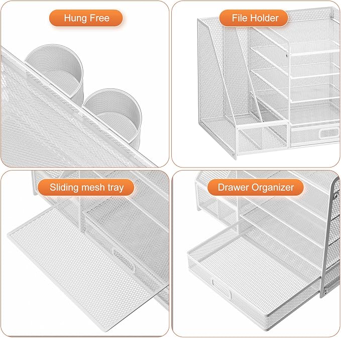 Marbrasse Desk Organiser with File Holder, 5-Tier Paper Letter Tray Organiser - Image 4
