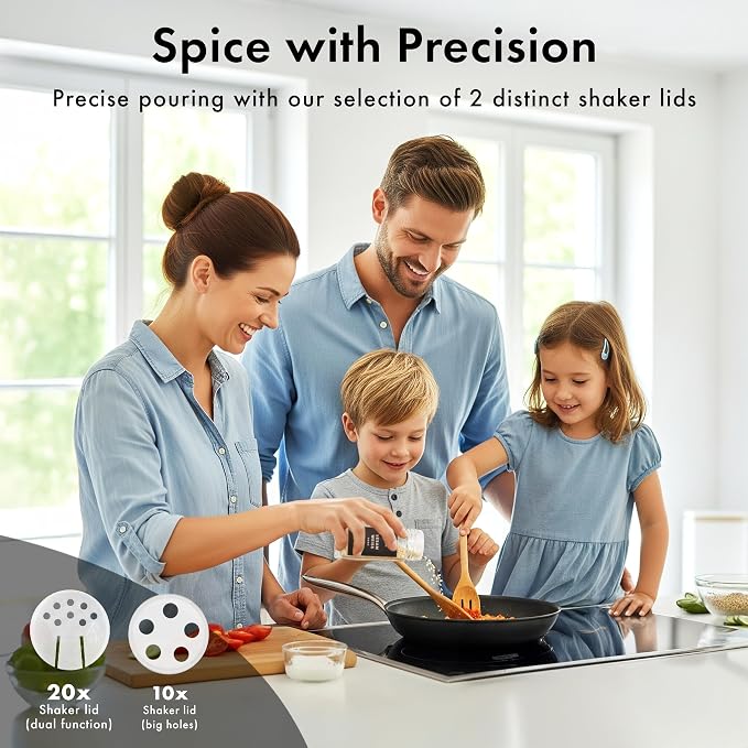 Glass Spice Jars with Labels and Steel Lids Spice Containers with 240 Label - Image 4
