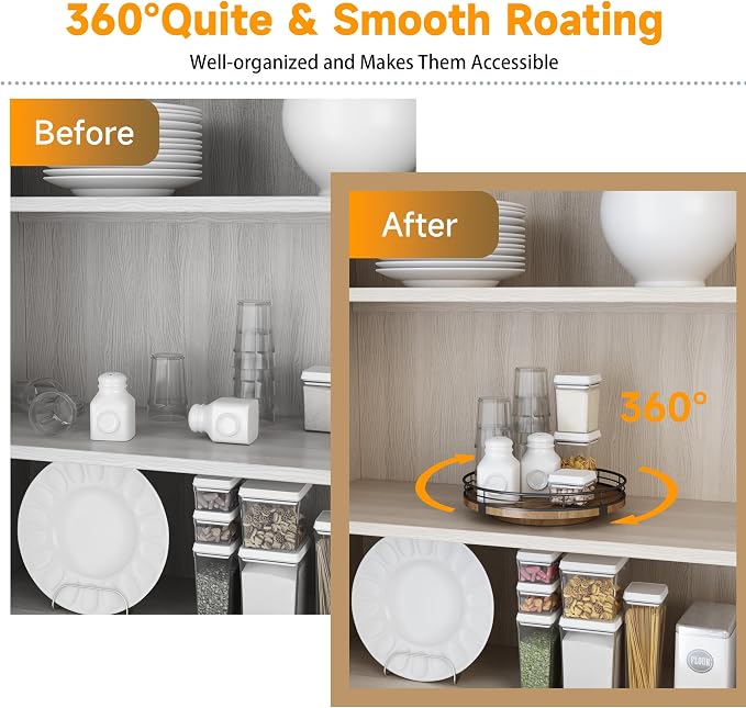 Farmhouse Oak 9" Lazy Susan Turntable Organizer - Image 3
