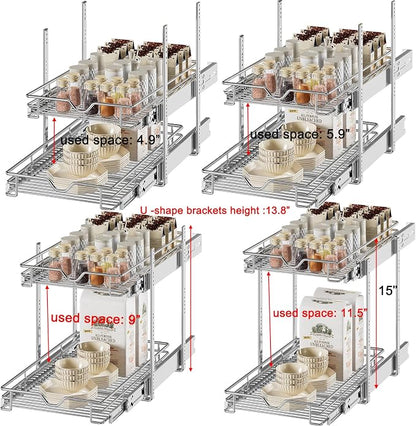 DINDON Pull Out Cabinet Organizer, Cabinet Pull Out Shelves, 2 Tier Pull Out - Image 6