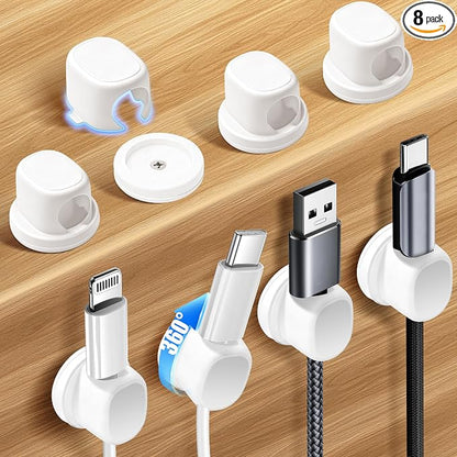 8 Pack Cord Organizer, Ω-Shaped Rotatable Cable Clips, Strong Adhesive Cable by VisittheNeepanda