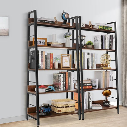 Himimi Bookshelf, Industrial Wood Bookshelves and Bookcases, Ladder Shelf 5 Tier - Image 4