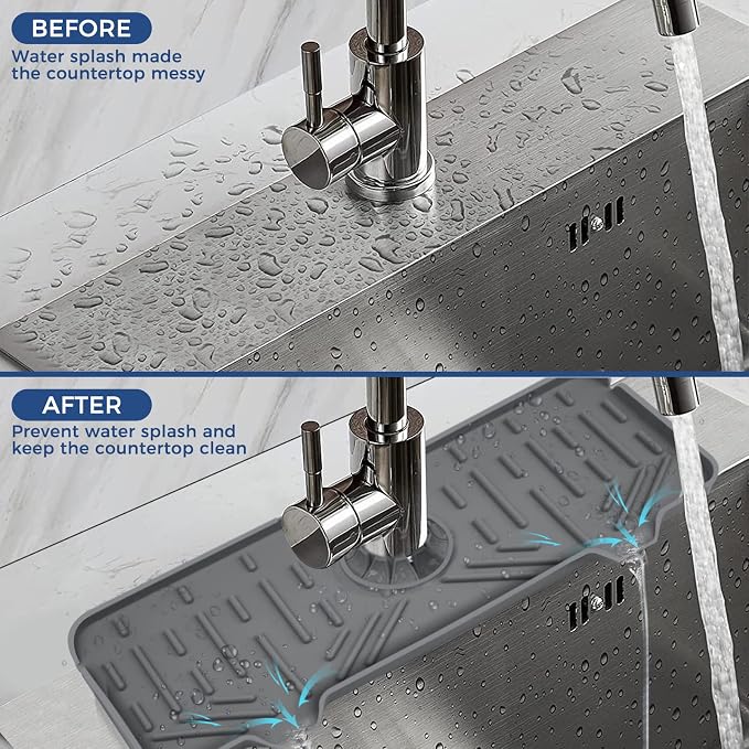 2 Pcs Silicone Faucet Handle Drip Catcher Tray, 2 in 1 Dish Soap Sponge Holder - Image 6