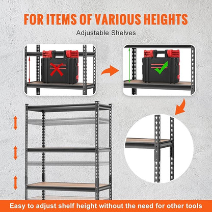 VEVOR Storage Shelving Unit, 5-Tier Adjustable, 2000 lbs Capacity, Heavy Duty - Image 7
