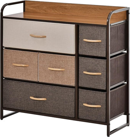HOMCOM 7-Drawer Dresser, Fabric Chest of Drawers, 3-Tier Storage Organizer by HOMCOM