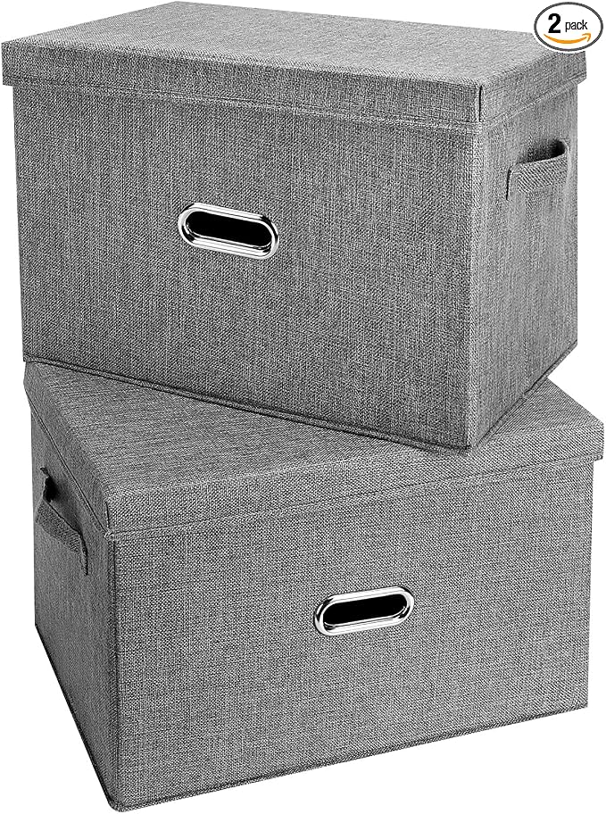 Large Linen Fabric Foldable Storage Bins by Unknown