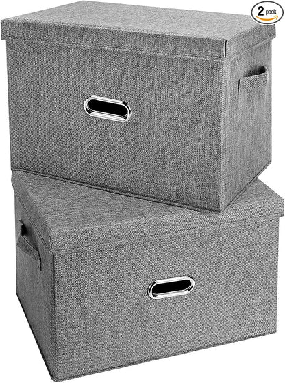 Large Linen Fabric Foldable Storage Bins by Unknown