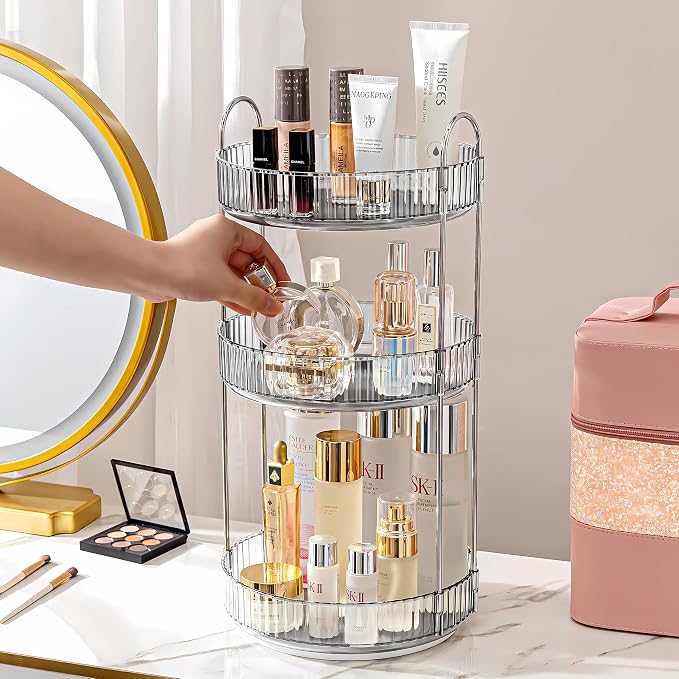 360 Rotating Makeup Organizer for Vanity, Bathroom Countertop Spinning Perfume - Image 5