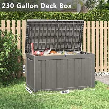 Outdoor Storage Box, 230 Gallon Deck Box, Waterproof and UV Resistant Large - Image 2
