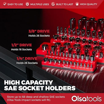 Olsa Tools Magnetic Socket Organizers | 3 Piece Set Socket Holder Kit | 1/2-Inch - Image 3