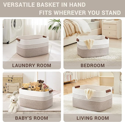 72L Large Laundry Basket with Leather Handles - Image 4
