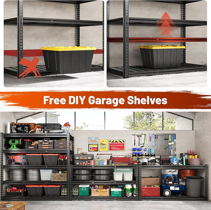 REIBII 48" W Garage Shelving 3000LBS Metal Shelving Heavy Duty Storage Shelves - Image 7
