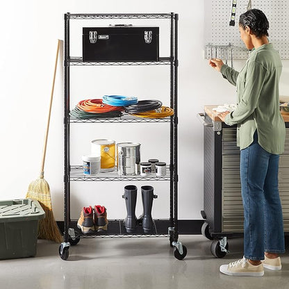 Amazon Basics 5-Shelf Adjustable, Heavy Duty Storage Shelving Unit on 4'' Wheel - Image 6