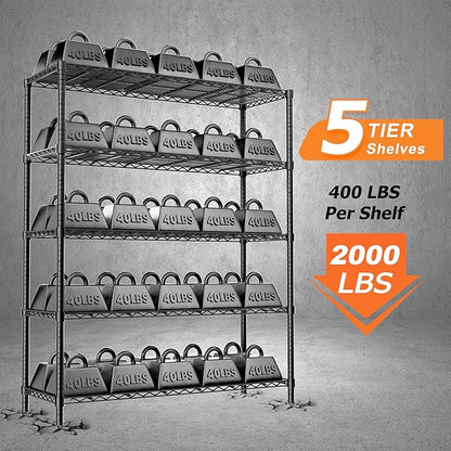Storage Shelves Heavy Duty, 5-Tier Adjustable Metal Industrial Utility Shelf - Image 3