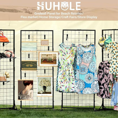 HUHOLE Gridwall Panel Display Stand, 2.2' × 5.2' Ft Movable Grid Wall Panel - Image 5