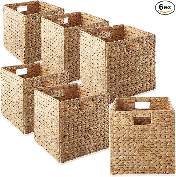 Casafield 13" x 13" Water Hyacinth Storage Baskets, Natural by Casafield