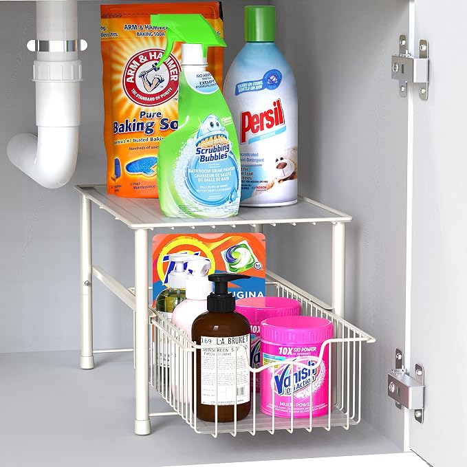 Simple Houseware Stackable Under Sink Cabinet Sliding Basket Organizer Drawer - Image 8