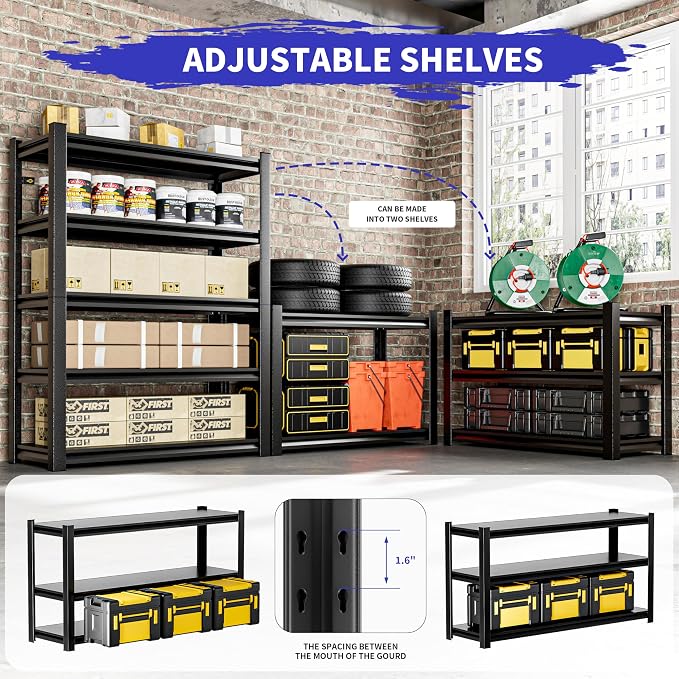 78" H 47.2" Wide Garage Shelving, Thickened Heavy Duty Metal Shelving - Image 5