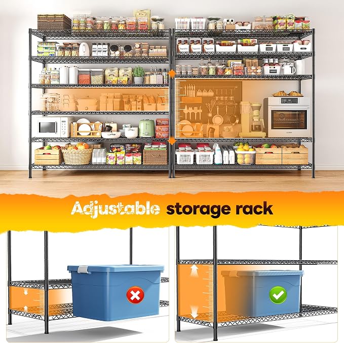 REIBII 83" H Storage Shelves 3840LBS Metal Shelving Unit 6 Tier Wire Shelving - Image 6
