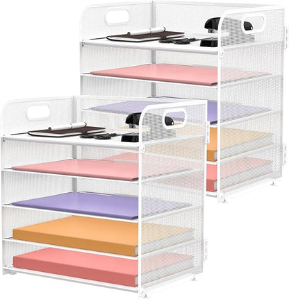 2 Pack 5-Tier White Desk Organizer by SUPEASY