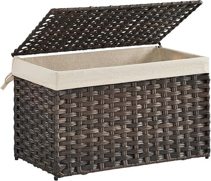 SONGMICS Storage Basket with Lid, Woven Blanket Storage Bin with Handles by SONGMICSbySONGMICSHOME