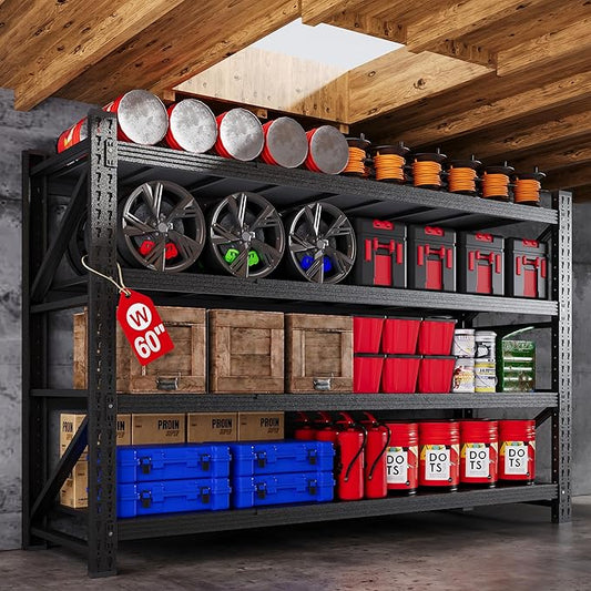 60"W Metal Shelving Units, 5000LBS Garage Shelving Heavy Duty, 4 Tier Tall by AFAIF
