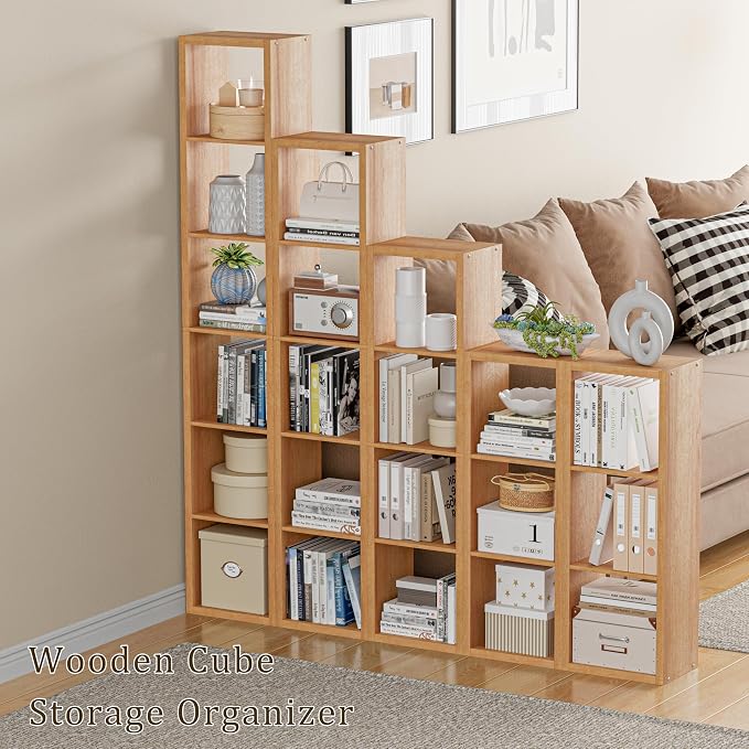 Tall Cube Storage Organizer Bookcase, 6 Tier 11 inch Open Back Cubical Shelf - Image 5