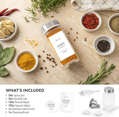 Glass Spice Jars with Label and Stainless Steel Lids Spice Containers with 240 - Image 7