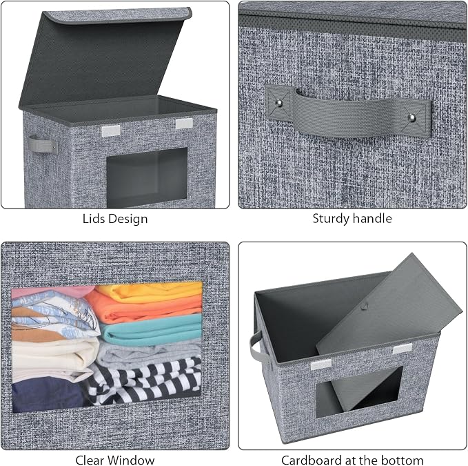 Univivi Fabric Foldable Storage Boxes Large Collapsible Stackable Storage Bins - Image 4
