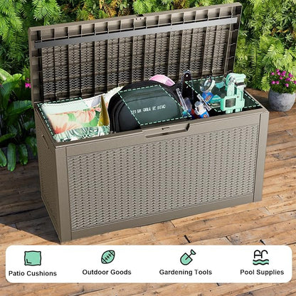 60 Gallon Resin Deck Box, Lockable Outdoor Storage Box - Image 5
