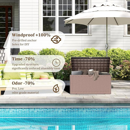 80 Plus Gallon Resin Deck Box, Waterproof Outdoor Storage Box - Image 3