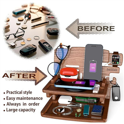 MED Wood Phone Docking Station – Nightstand Desk Organizer - Image 2