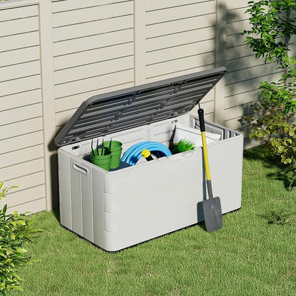 100 Gallon Plus Resin Deck Box, Waterproof Outdoor Storage Box - Image 2