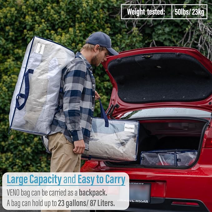 VENO 8 Pack Moving Bags w/Backpack Straps, Heavy Duty, Moving Boxes Alternative - Image 3