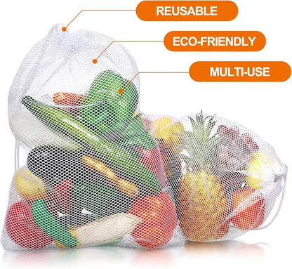 TecUnite 10 Pcs Mesh Bags Drawstring Laundry Bags Large Nylon Mesh Gift - Image 3