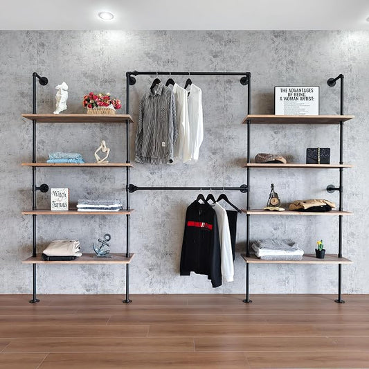 Industrial Pipe Clothing Rack, Wall Mounted Garment Hanging Rack by Anynice