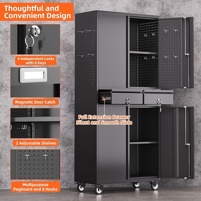 Aobabo Metal Garage Storage Cabinet - Image 3