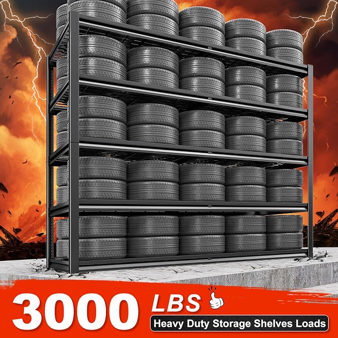 REIBII 55.2'' W x 78.2'' H x 26'' D, 5-Tier Metal Garage Shelving Units - Image 4
