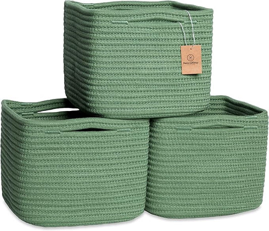 NaturalCozy Storage Cubes 9”x9”x7”Cotton Rope Woven Baskets by NaturalCozy